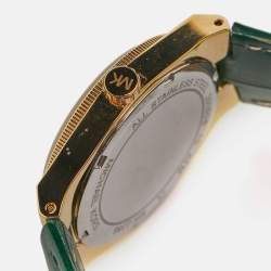 Michael Kors Green Gold Plated Stainless Steel Leather Channing MK2356 Unisex Wristwatch 38 mm