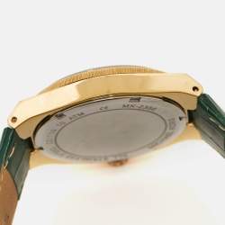 Michael Kors Green Gold Plated Stainless Steel Leather Channing MK2356 Unisex Wristwatch 38 mm