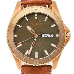 مملوكة مسبقًا Mido Green Rose Gold PVD Stainless Steel Leather Ocean Star M026.430.36.091.00 Men's Wristwatch 42.5 mm