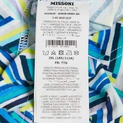 Pre Owned Missoni Blue/White Zig Zag Print Cotton Crew Neck T-Shirt XXL