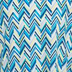 Pre Owned Missoni Blue/White Zig Zag Print Cotton Crew Neck T-Shirt XXL