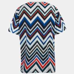 Pre Owned Missoni Multicolor Chevron Print Cotton Crew Neck T-Shirt L