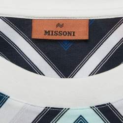Pre Owned Missoni Multicolor Chevron Print Cotton Crew Neck T-Shirt L