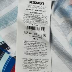 Pre Owned Missoni Multicolor Chevron Print Cotton Crew Neck T-Shirt L