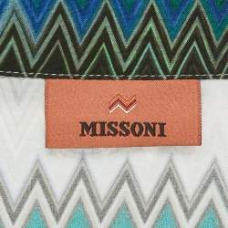 Pre Owned Missoni Green Zig Zag Print Crepe Short Sleeve Shirt XXL