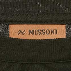 Pre Owned Missoni Black Zig Zag Knit Inserts Cotton Crewneck T-Shirt M