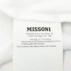 Pre Owned Missoni White Cotton Logo Embroidered T-Shirt XL