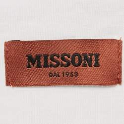Pre Owned Missoni White Logo Print Cotton Crew Neck T-Shirt M