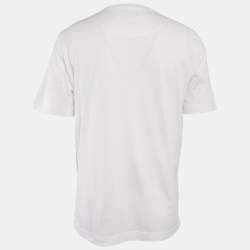 Pre Owned Missoni White Logo Print Cotton Crew Neck T-Shirt M