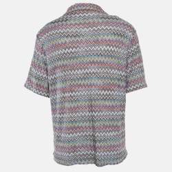 Pre Owned Missoni Multicolor Chevron Knit Short Sleeve Shirt L