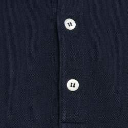 Pre Owned Missoni Navy Blue Cotton Pique Patterned Collar Polo T-Shirt XL
