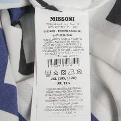 Pre Owned Missoni White Zig Zag Print Crepe Short Sleeve Bowling T-Shirt XXL 