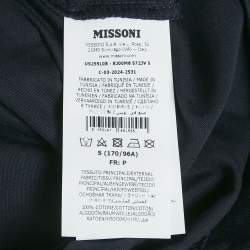 Pre Owned Missoni Navy Blue Zig Zag Detail Cotton T-Shirt S