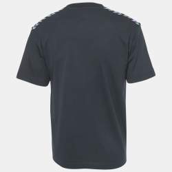 Pre Owned Missoni Navy Blue Zig Zag Detail Cotton T-Shirt S