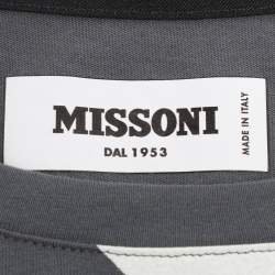 Pre Owned Missoni Grey/White Zig Zag Print Jersey T-Shirt M