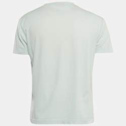 Pre Owned Missoni Blue Logo Embroidered Jersey T-Shirt M