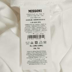 Pre Owned Missoni White Zig Zag Trim Jersey Crewneck T-Shirt XL