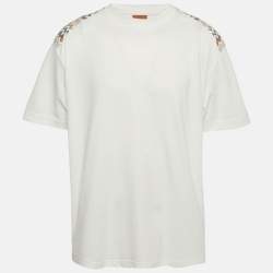Pre Owned Missoni White Zig Zag Trim Jersey Crewneck T-Shirt XL
