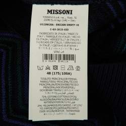 Pre Owned Missoni Navy Blue Chevron Cotton Knit Polo T-Shirt M