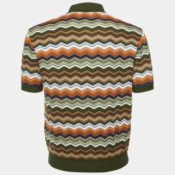 مملوكة مسبقًا تي شيرت بولو ميزوني تريكو شيفرون أخضر زيتي مقاس وسط