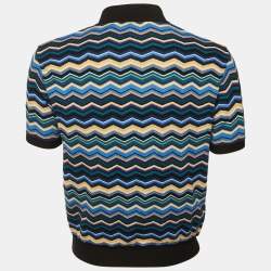 مملوكة مسبقًا تي شيرت بولو ميزوني تريكو نمط شيفرون أسود كبير