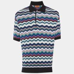 Pre Owned Missoni Multicolor Chevron Knit Polo T-Shirt M