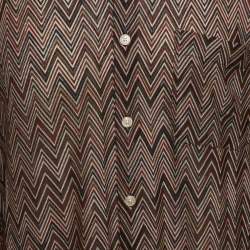 Pre Owned قميص ميزوني محبوك متعرج متعدد الألوان بأكمام طويلة حجم كبير