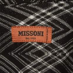 Pre Owned Missoni Monochrome Geometric Pattern Knit Long Sleeve Shirt S 
