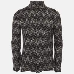 Pre Owned Missoni Monochrome Geometric Pattern Knit Long Sleeve Shirt S 