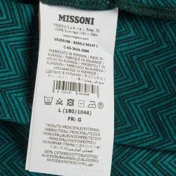 Pre Owned Missoni Green Chevron Jacquard Knit Crewneck T-Shirt L