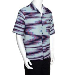 Pre Owned Missoni Limited Edition Multicolor Striped Knit Camp Collar Shirt S