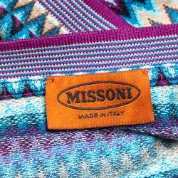 مملوكة مسبقًا تي شيرت ميزوني قطن أزرق شيفرون برقبة مستديرة مقاس كبير جدًا - إكس لارج