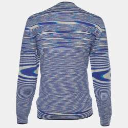 مملوكة مسبقًا Missoni Blue Striped Cashmere Knit Button Front Cardigan 3XL