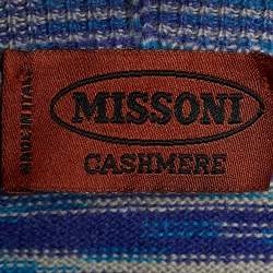 مملوكة مسبقًا Missoni Blue Striped Cashmere Knit Button Front Cardigan 3XL