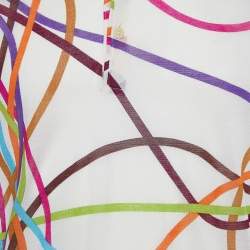 Pre Owned Missoni Cream Ribbon Print Cotton & Silk Fitted Polo T-Shirt XL