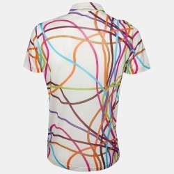 Pre Owned Missoni Cream Ribbon Print Cotton & Silk Fitted Polo T-Shirt XL