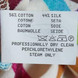 Pre Owned Missoni Cream Ribbon Print Cotton & Silk Fitted Polo T-Shirt XL