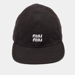Miu Miu Black Logo Embroidered Denim Baseball Cap M