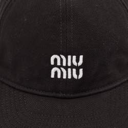 Miu Miu Black Logo Embroidered Denim Baseball Cap M