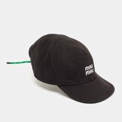 Miu Miu Black Logo Embroidered Denim Baseball Cap M