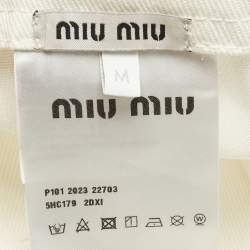 مملوكة مسبقًا Miu Miu White Logo Embroidered Cotton Baseball Cap M