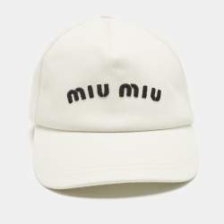 مملوكة مسبقًا Miu Miu White Logo Embroidered Cotton Baseball Cap M