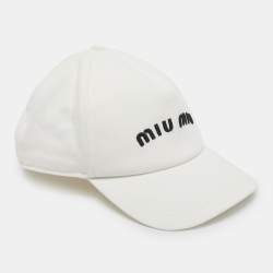 Pre Owned Miu Miu White Logo Embroidered Cotton Baseball Cap M
