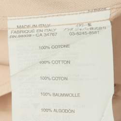 مملوكة مسبقًا قميص ميو ميو قطن بيج بتفاصيل كشكش أكمام طويلة مقاس ضخم جدًا - إكس إكس لارج