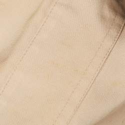 مملوكة مسبقًا قميص ميو ميو قطن بيج بتفاصيل كشكش أكمام طويلة مقاس ضخم جدًا - إكس إكس لارج