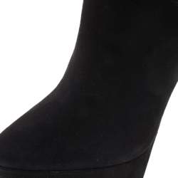 Pre Owned Miu Miu Black Suede Over The Knee Platform Boots Size 39