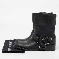 Miu Miu Black Leather Harness Moto Boots Size 40