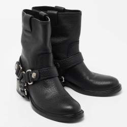 Miu Miu Black Leather Harness Moto Boots Size 40