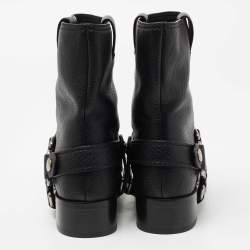 Miu Miu Black Leather Harness Moto Boots Size 40