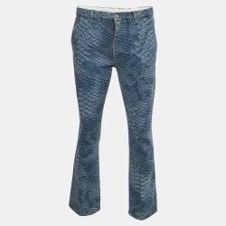 Pre Owned MM6 Maison Margiela Blue Snake Print Denim Jeans M/Waist 33" 